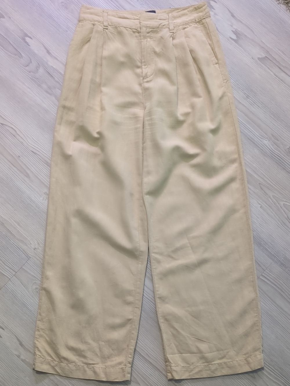 Gap Linen Blend Wide Leg Pants Women's Size 4 Beige High Rise Casual